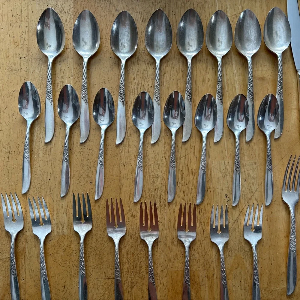 Wm Rogers Oneida Wildwood I Always Silver Plate 8 Place Setting 40 Pieces 1958‎